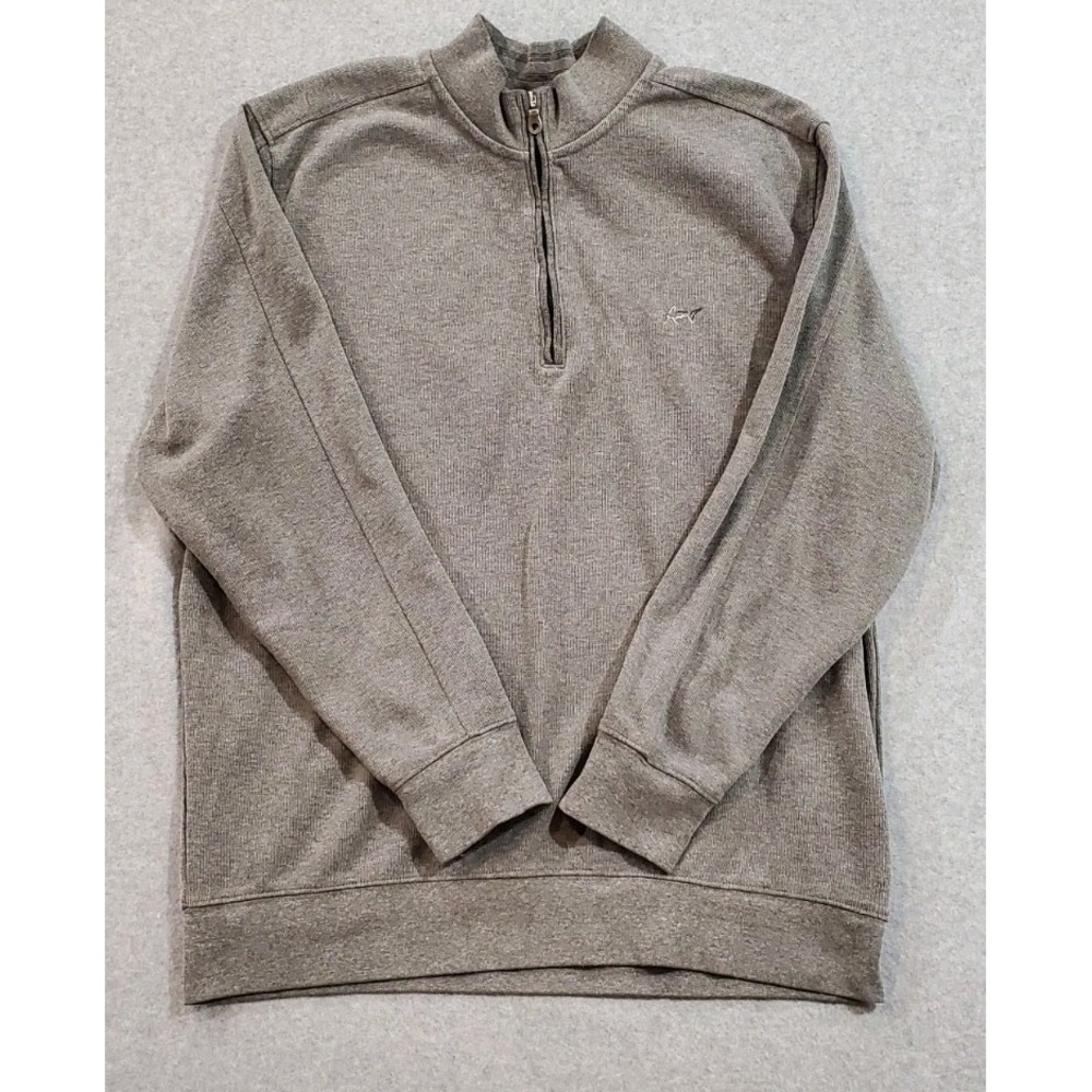 Greg Norman Men's Quarter Zip Pullover Sweater Gray Size XL Shark Logo Golf